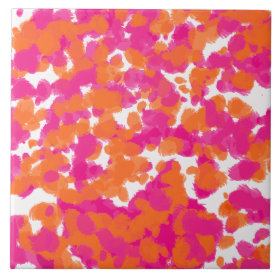 Bold Girly Hot Pink Fuchsia Orange Paint Splashes Tiles