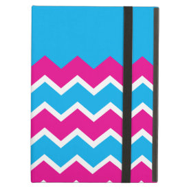 Bold Girly Hot Pink Teal Chevron ZigZag Pattern iPad Folio Case