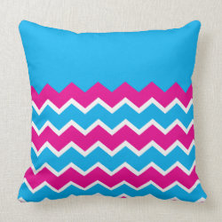 Bold Girly Hot Pink Teal Chevron ZigZag Pattern Throw Pillows