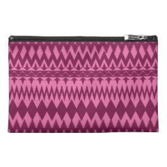 Bold Girly Magenta Pink Chevron Tribal Pattern Travel Accessory Bag