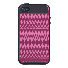 Bold Girly Magenta Pink Chevron Tribal Pattern iPhone 4 Cover
