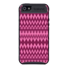 Bold Girly Magenta Pink Chevron Tribal Pattern Cover For iPhone 5