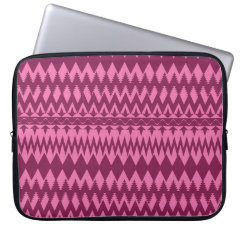 Bold Girly Magenta Pink Chevron Tribal Pattern Computer Sleeve