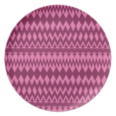 Bold Girly Magenta Pink Chevron Tribal Pattern Dinner Plates