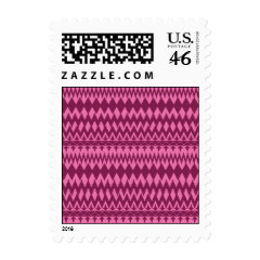 Bold Girly Magenta Pink Chevron Tribal Pattern Postage Stamp
