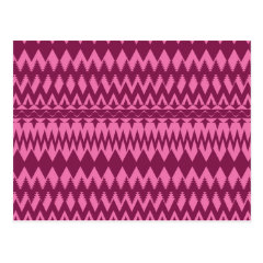 Bold Girly Magenta Pink Chevron Tribal Pattern Post Card