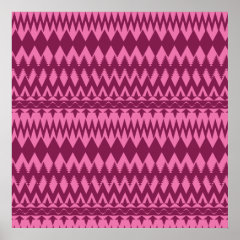Bold Girly Magenta Pink Chevron Tribal Pattern Posters