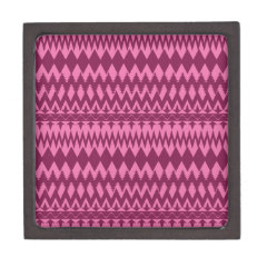 Bold Girly Magenta Pink Chevron Tribal Pattern Premium Keepsake Boxes
