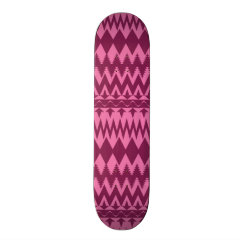 Bold Girly Magenta Pink Chevron Tribal Pattern Skate Board Deck