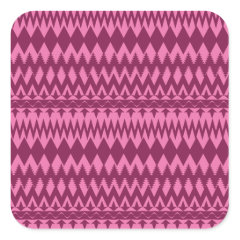 Bold Girly Magenta Pink Chevron Tribal Pattern Square Stickers