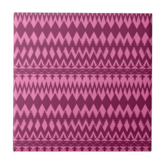 Bold Girly Magenta Pink Chevron Tribal Pattern Ceramic Tile