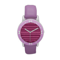 Bold Girly Magenta Pink Chevron Tribal Pattern Wristwatch