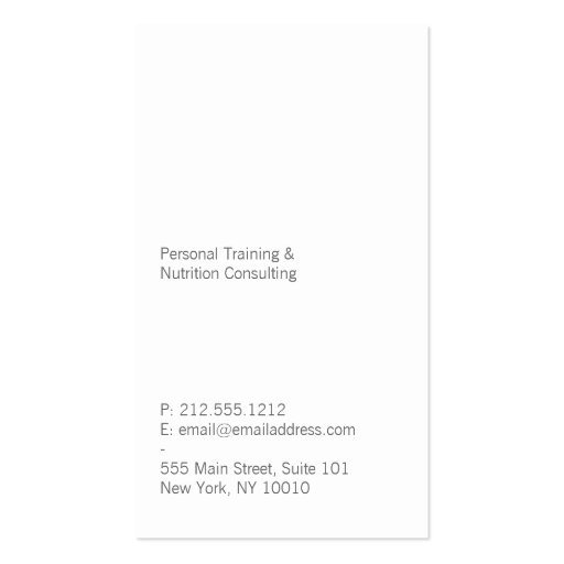 Bold Gray/White Personal Trainer Business Card (back side)