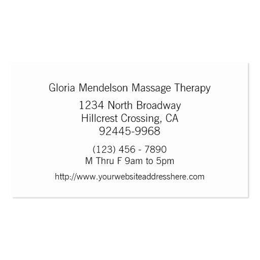 Bold Green Floral Massage Therapy Business Card (back side)