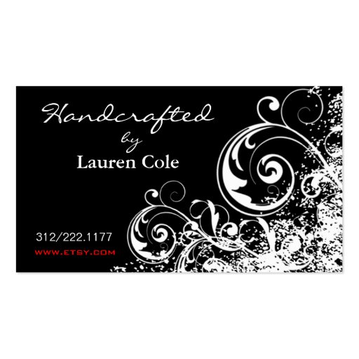 Bold Grunge Curls Handcrafted by custom crafts Business Card Template (front side)