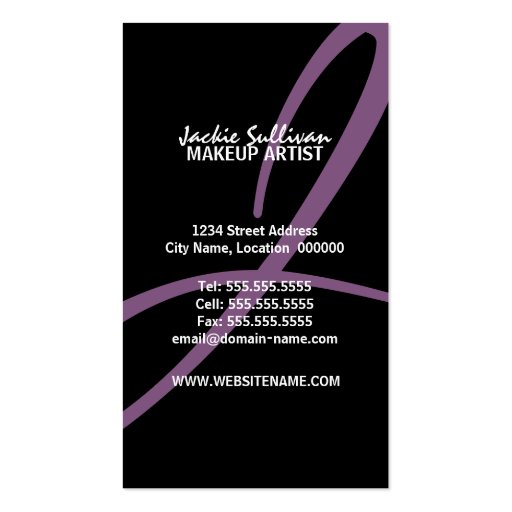 Bold Grunge Makeup Artist Business Cards (back side)