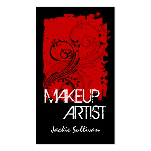 Bold Grunge Makeup Artist Business Cards (front side)