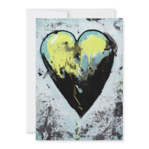 Bold heart gorgeous rough dark romantic modern art invitations