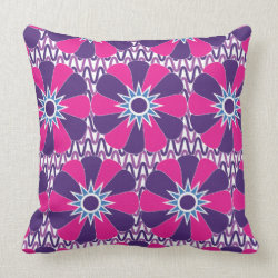 Bold Hot Pink and Purple Floral Pattern Throw Pillows