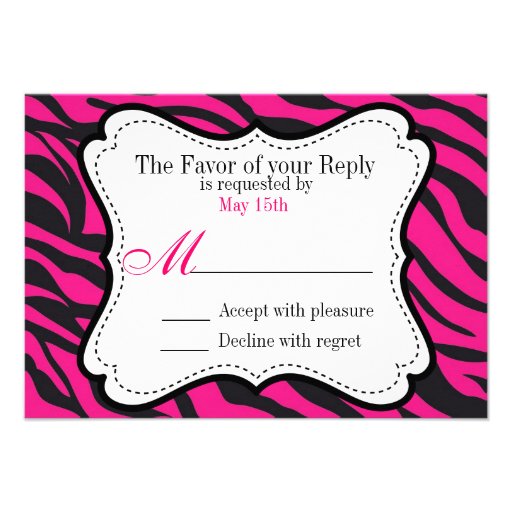 Bold Hot Pink Black Zebra Stripes Wedding Invites