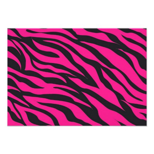 Bold Hot Pink Black Zebra Stripes Wedding Invites
