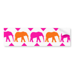 Bold Hot Pink Orange Elephants Chevron Stripes Bumper Sticker