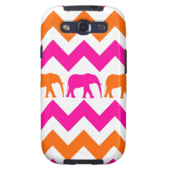 Bold Hot Pink Orange Elephants Chevron Stripes Galaxy SIII Covers