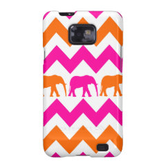 Bold Hot Pink Orange Elephants Chevron Stripes Samsung Galaxy SII Cases