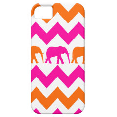 Bold Hot Pink Orange Elephants Chevron Stripes iPhone 5 Cover