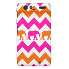 Bold Hot Pink Orange Elephants Chevron Stripes Motorola Droid RAZR Cover