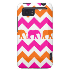 Bold Hot Pink Orange Elephants Chevron Stripes HTC Vivid Cover
