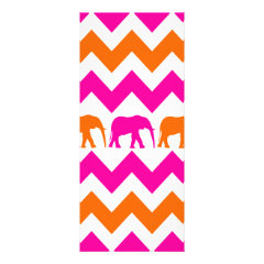 Bold Hot Pink Orange Elephants Chevron Stripes Invitation