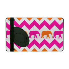 Bold Hot Pink Orange Elephants Chevron Stripes iPad Cases