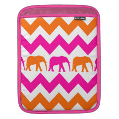 Bold Hot Pink Orange Elephants Chevron Stripes Sleeves For iPads