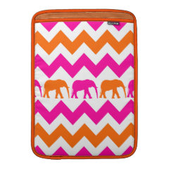 Bold Hot Pink Orange Elephants Chevron Stripes MacBook Sleeves