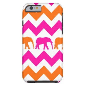 Bold Hot Pink Orange Elephants Chevron Stripes iPhone 6 Case