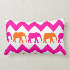 Bold Hot Pink Orange Elephants Chevron Stripes Pillows