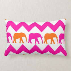 Bold Hot Pink Orange Elephants Chevron Stripes Pillows