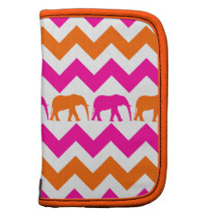 Bold Hot Pink Orange Elephants Chevron Stripes Planners