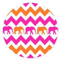 Bold Hot Pink Orange Elephants Chevron Stripes Sticker