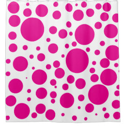 Bold Hot Pink Polka Dots Shower Curtain