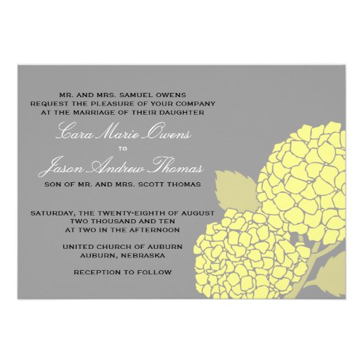 Bold Hydrangea Wedding Invitation- Gray/Yellow