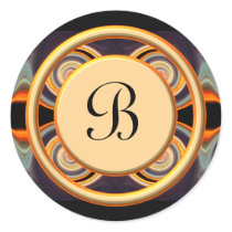 Bold Initial Monogrammed Art Round Sticker