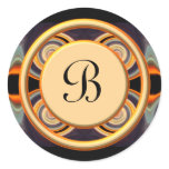 Bold Initial Monogrammed Art Round Sticker