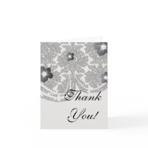 bold intricate black damask on white greeting card