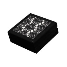 bold intricate black damask on white jewelry boxes