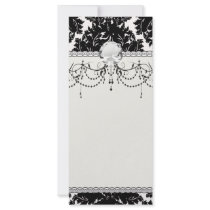 bold intricate black damask on white rack cards