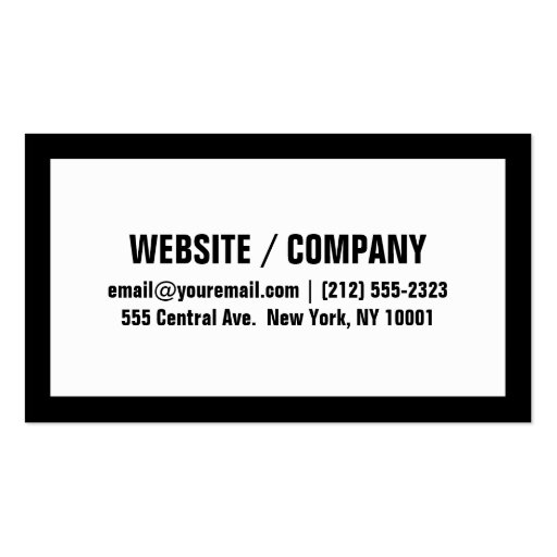 Bold large text white / black border business card (back side)