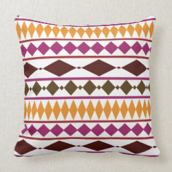 Bold Magenta Rust Tribal Geometric Pattern Throw Pillow