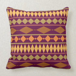 Bold Magenta Rust Tribal Geometric Pattern Pillow